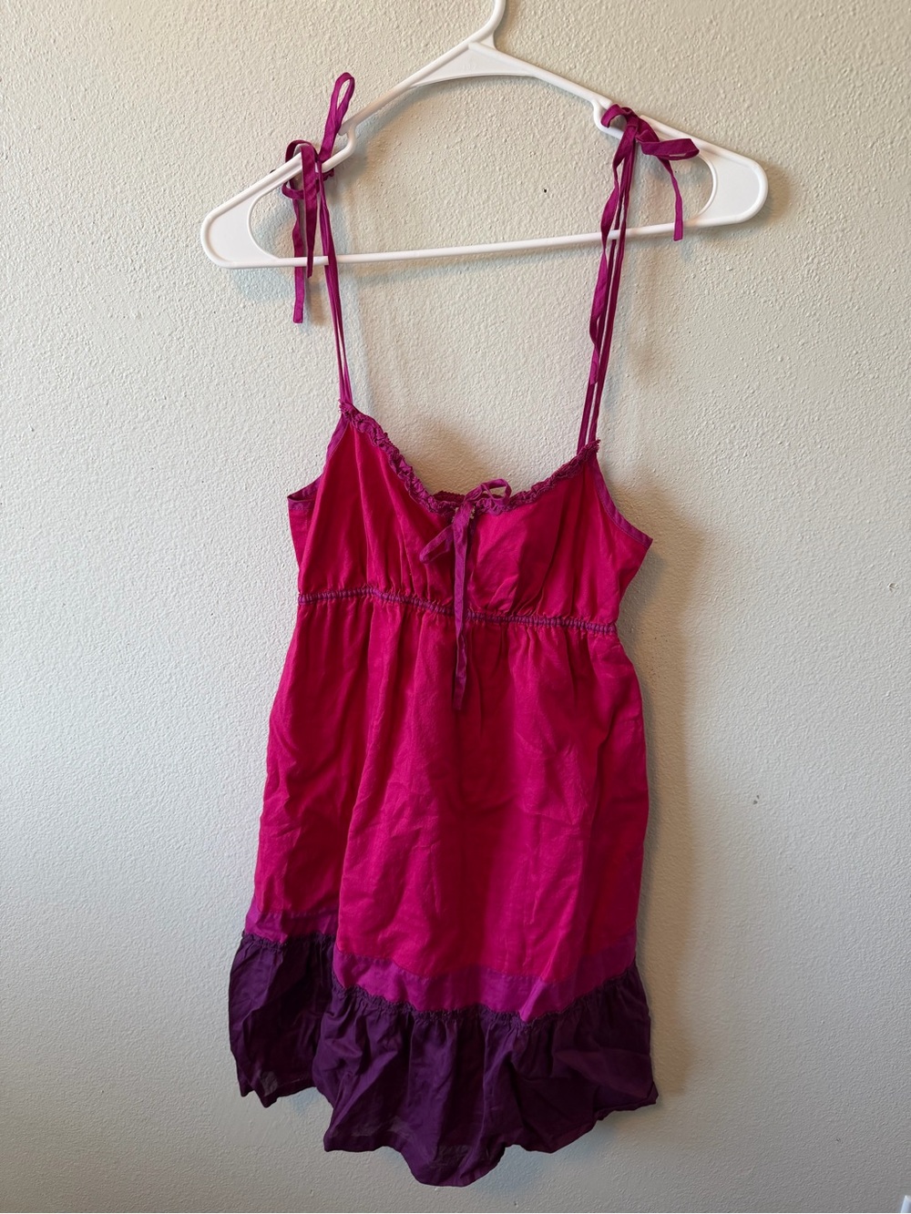 Vintage Y2K American Eagle Babydoll Camisole Mini Dress Tie Straps Smocked